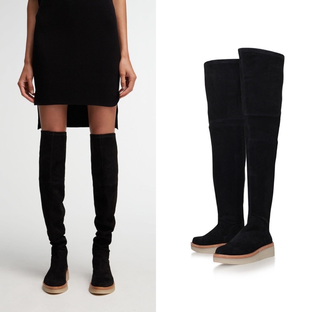 DKNY Black Suede Over the Knee Boots